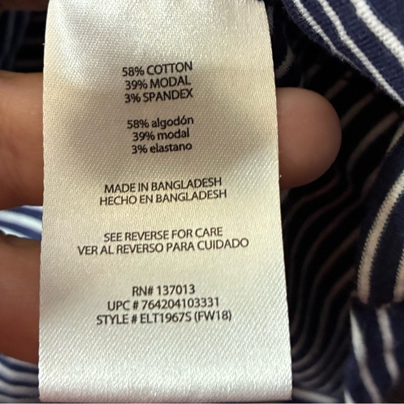 Eddie Bauer Navy & White Stripes Long Sleeve Top M - Picture 8 of 9